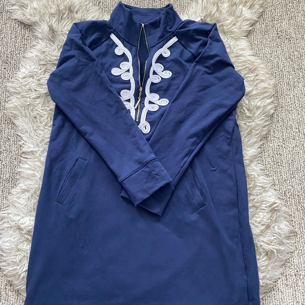 Lilly Pulitzer Navy Blue Embroidered Midi Dress - Picture 6 of 13